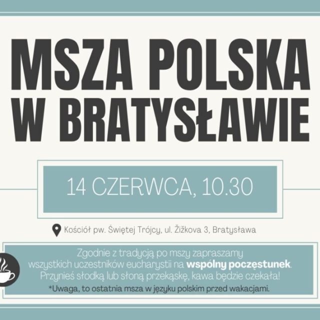 Msza polska w Bratysławie – czerwiec 2026